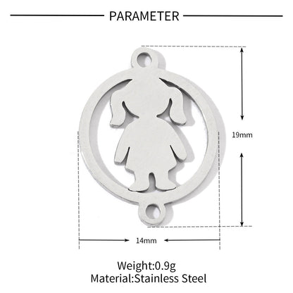20 pcs/bag boy girl family titanium steel d pendant