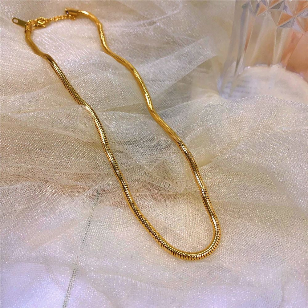 Minimalist Titanium Steel Snake-Bone Collar Necklace