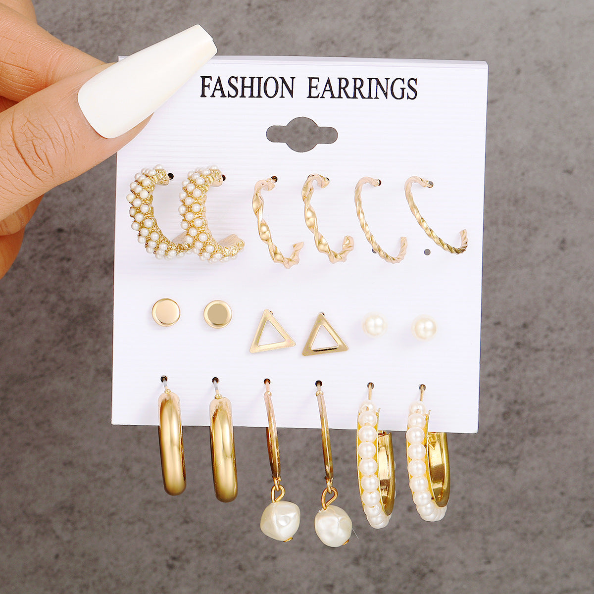 Vintage Pearl Hoop Earrings Set 9 Piece Set