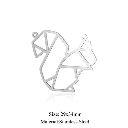 5 pcs/titanium steel large accessories paper-cut animal pendant