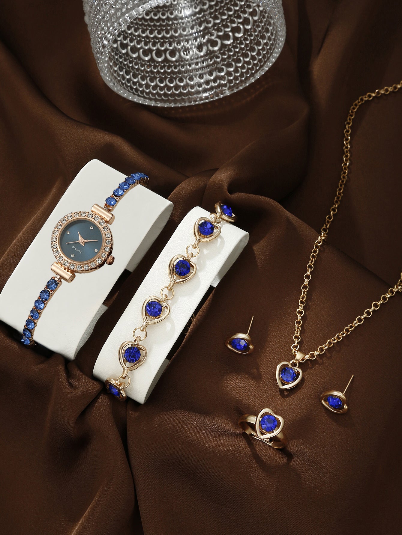 Bracelet Watch Peacock Water Drop Women's Jewelry Set