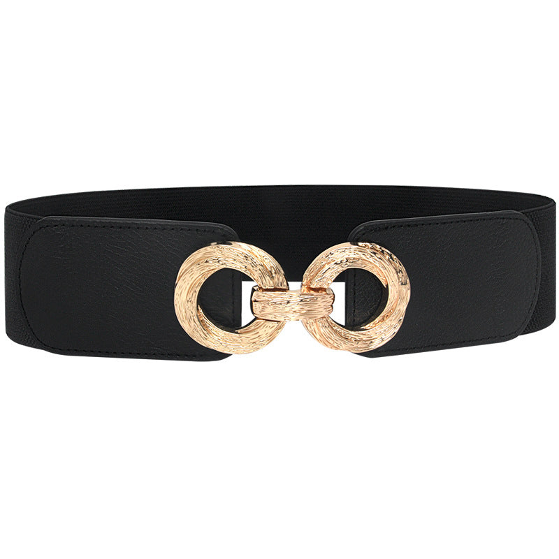 Circle pair buckle new wide belt
