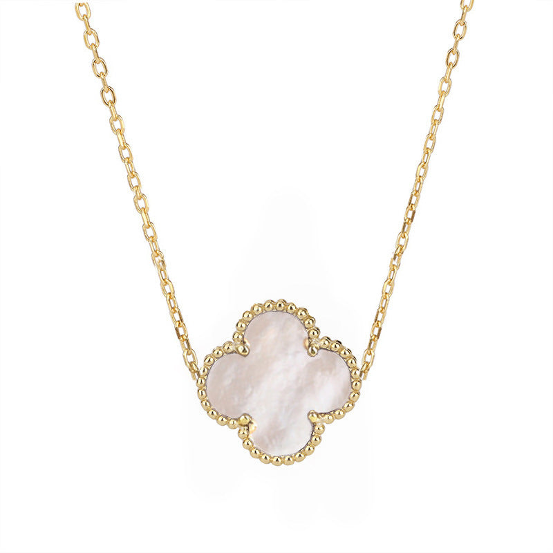 Four-Leaf Clover Gold-Plated Titanium Steel Jewelry Set (Necklace, Earrings, Bracelet)