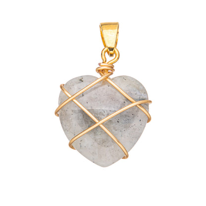 Crystal Agate Gemstone Silk Heart Pendant