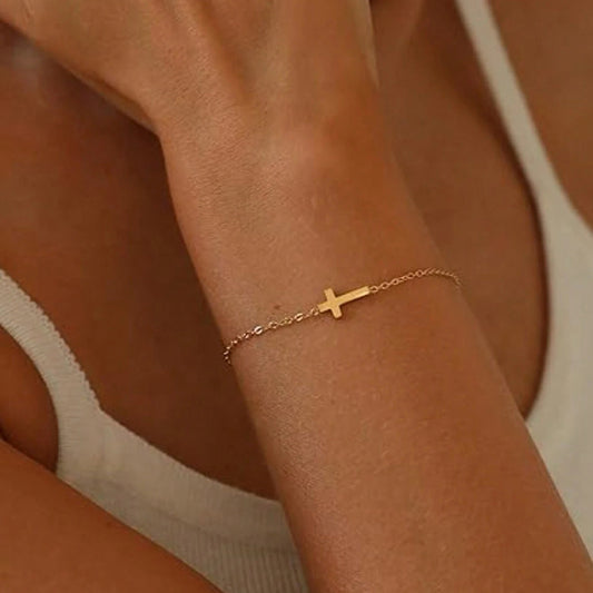 Retro Gold Cross Bracelet