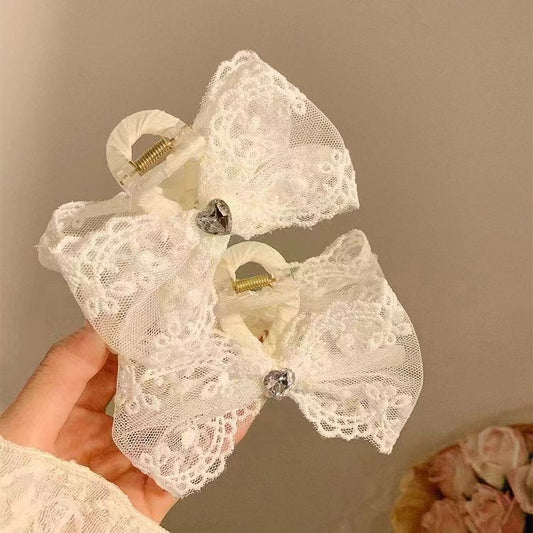 Diadema con lazo de encaje y pinza para el pelo para mujer 