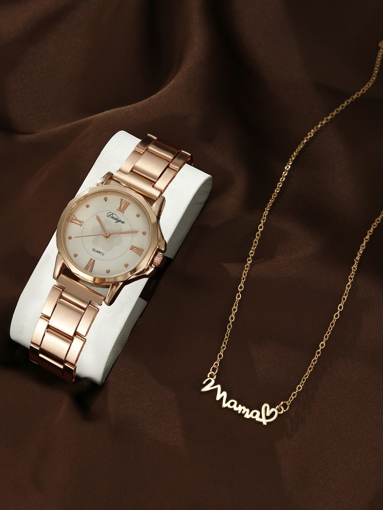 Steel belt quartz watch jewelry set