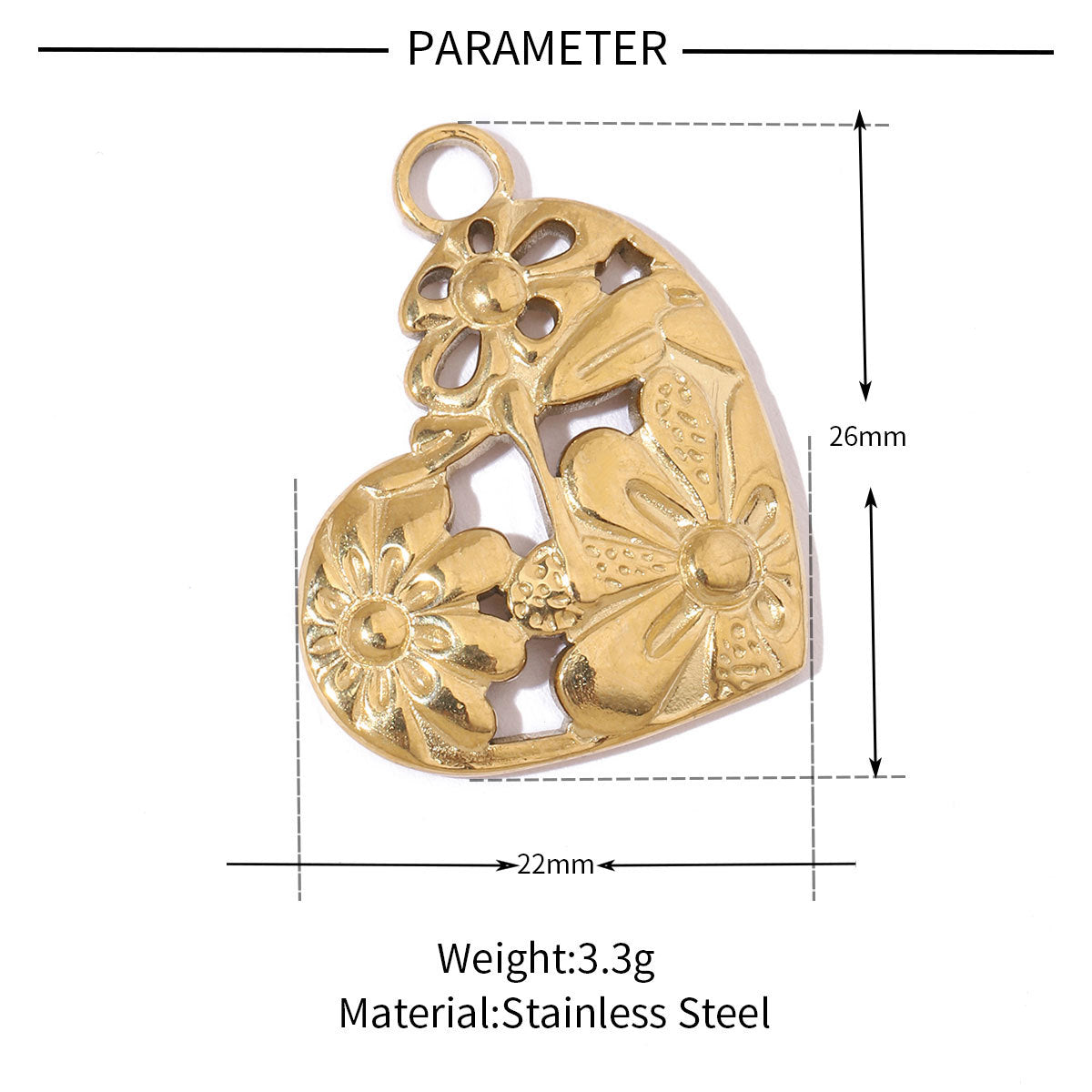 Square oil drop flower titanium steel necklace pendant