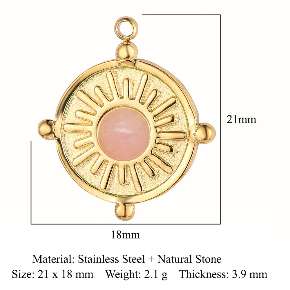 Sun ruby turquoise stainless steel pendant