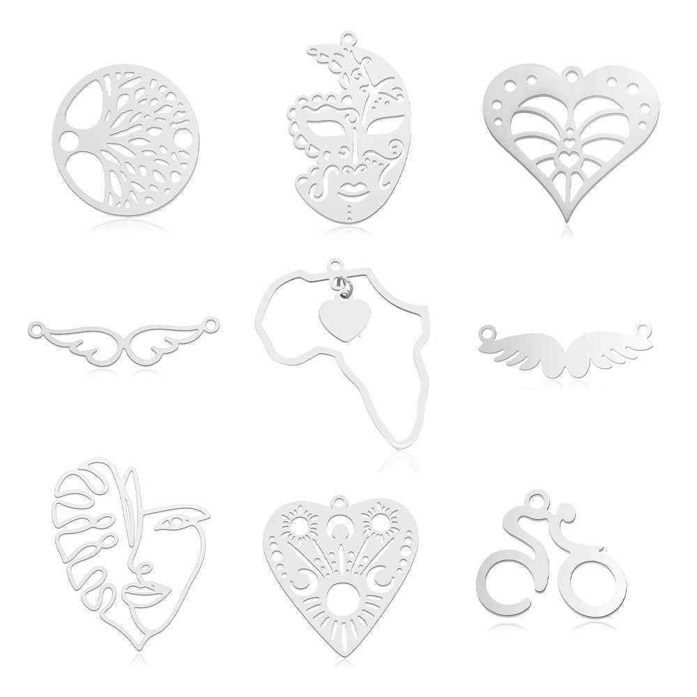 5 pcs/titanium-covered steel pendant map tree of life connection accessories