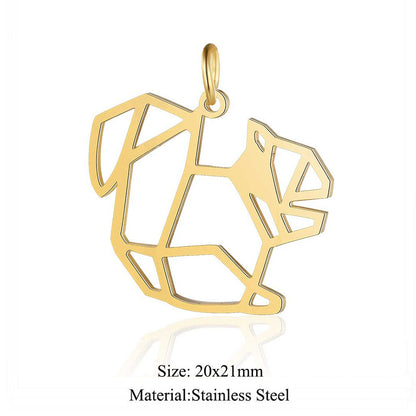 5 pcs/titanium steel paper-cut style animal pendant.