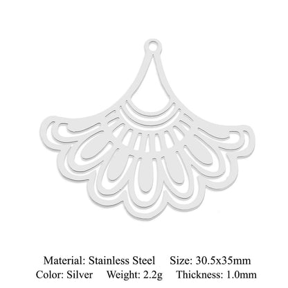 5 pcs/pack geometric square titanium steel pendant ginkgo biloba DIY