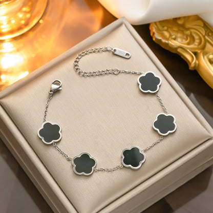 Pulsera de nácar de oro y acero titanio - De moda