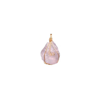 Hand-wound amorphous raw stone crystal wire pendant