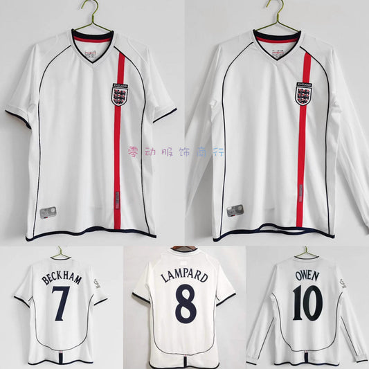 2002 World Cup England 7 Beckham Lampard Owen Home Jersey