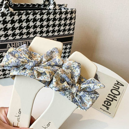 Summer small floral bow slippers