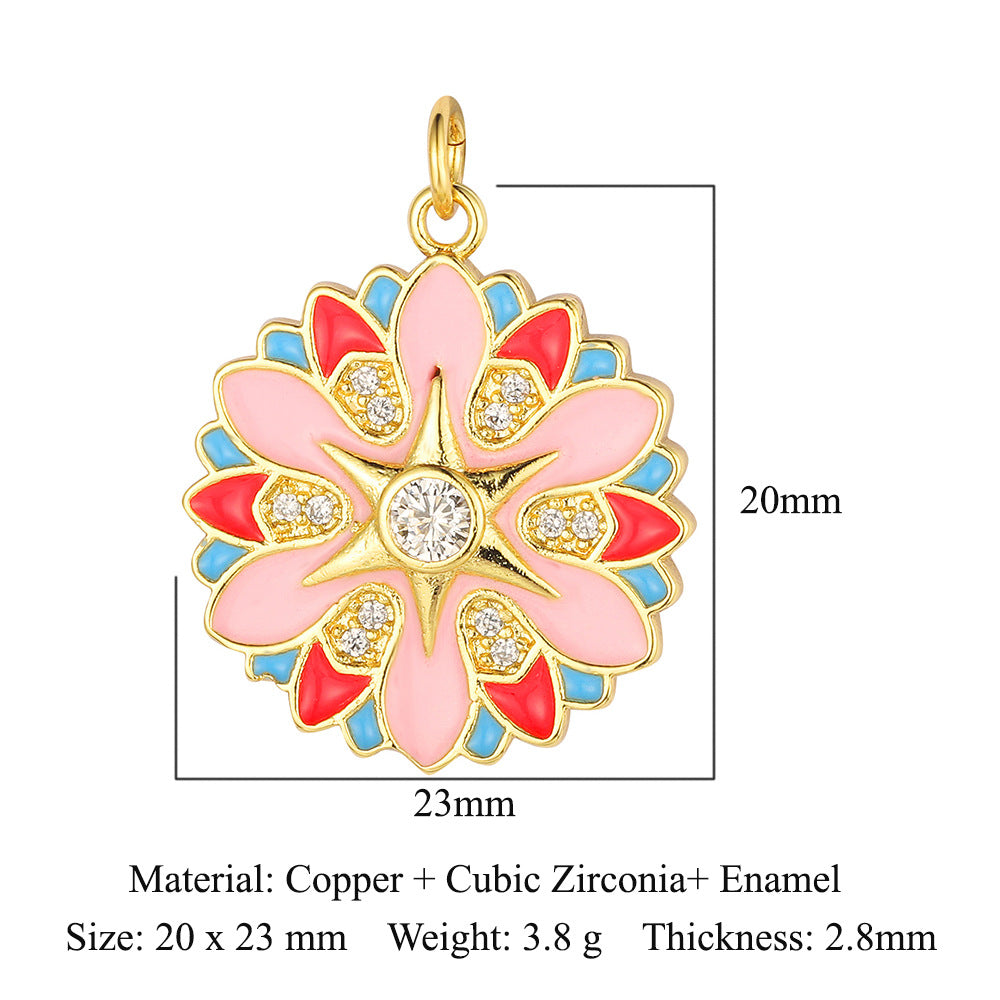 Oil drop copper zircon pendant palm eye face crown