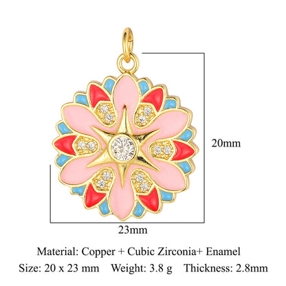 Oil drop copper zircon pendant palm eye face crown