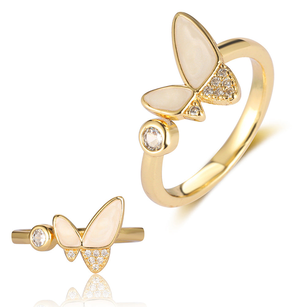 Butterfly Mermaid Tail Snake Copper Zircon Ring