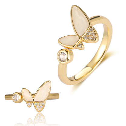 Butterfly Mermaid Tail Snake Copper Zircon Ring