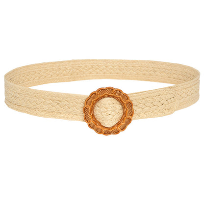Popular wooden buckle women's waist seal
