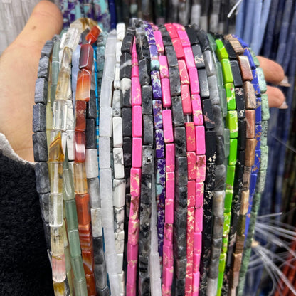 4*13mm long crystal agate cube special shaped beads