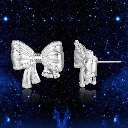 Copper inlaid 5A zircon French butterfly stud earrings