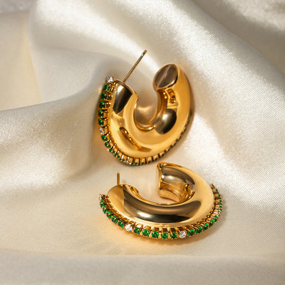 Green diamond earrings fashion