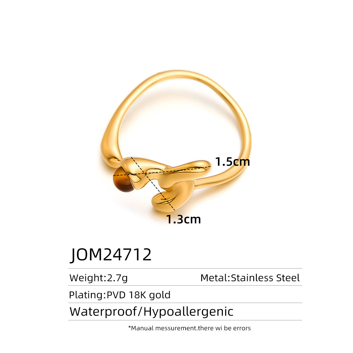 18K Gold Titanium Steel Open-Ring Necklace — Women's Minimal Irregular Style