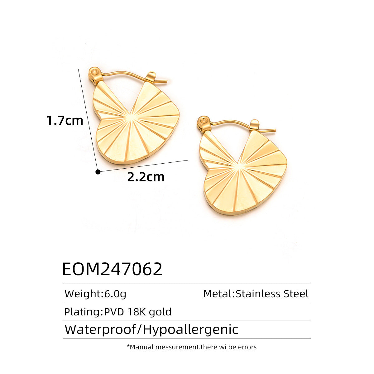 18K Gold Titanium Steel Stud Earrings