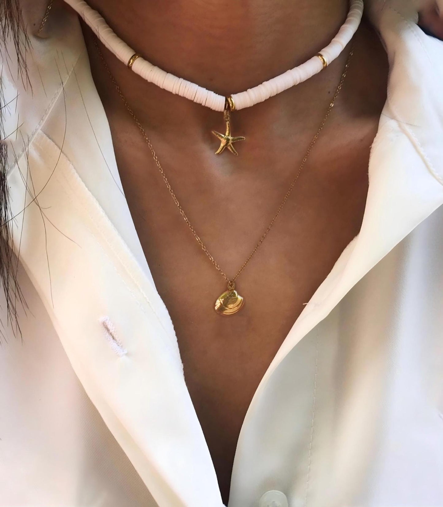 Starfish Shell Pearl Necklace