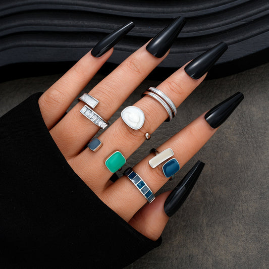 Emerald Double-Layer Open Ring