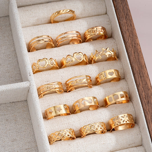 16-Piece Star & Heart Toe Ring Set