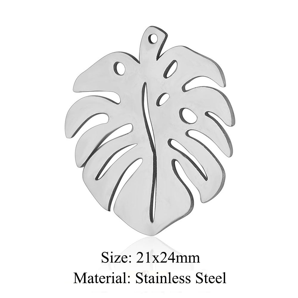 Colgante de acero de titanio con forma de flor y hoja, 5 unidades por bolsa 