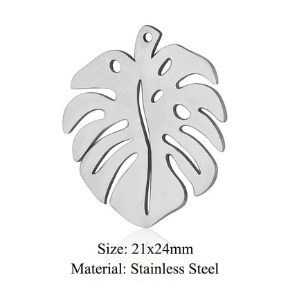 Colgante de acero de titanio con forma de flor y hoja, 5 unidades por bolsa 