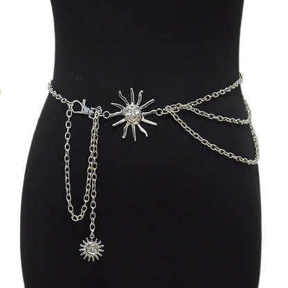 Sun Moon Buckle Decorative Metal Chain Waist Chain