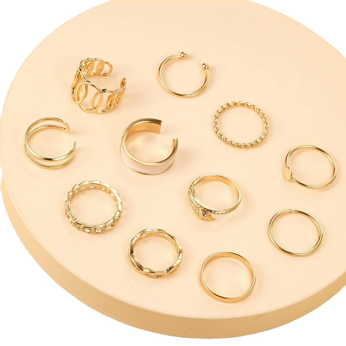 Snake & Geometric Ring Set (11 pcs)