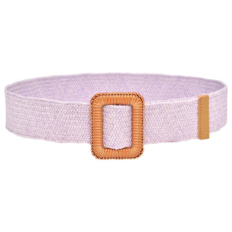 Simple woven wooden round buckle belt