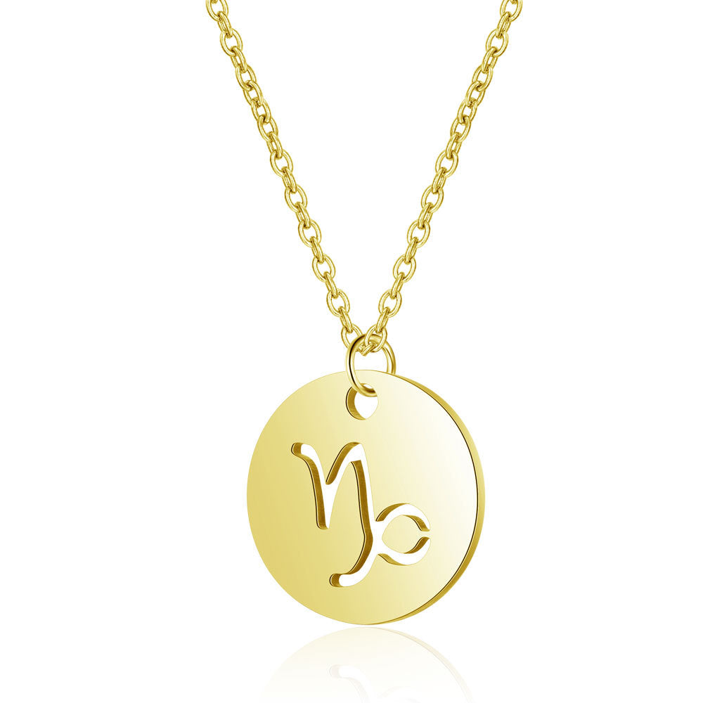 Twelve constellations titanium steel necklace