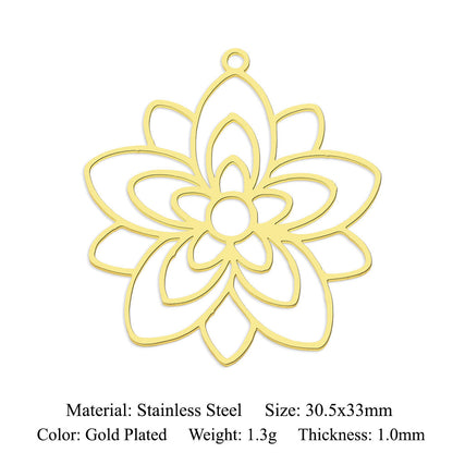 5 pcs/pack, mushroom flower titanium steel pendant.