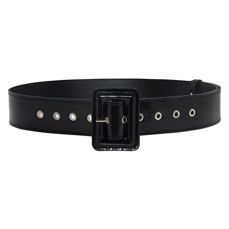 Fashion patent leather wide waist seal