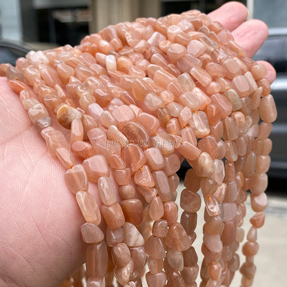 6-8Mm sun stone with shaped beads loose beads