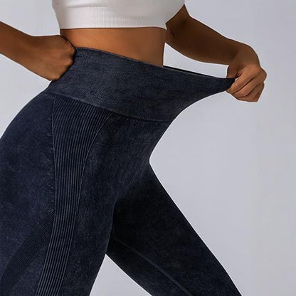 Pantalones de yoga sexys sin costuras con lavado, pantalones deportivos y de fitness 