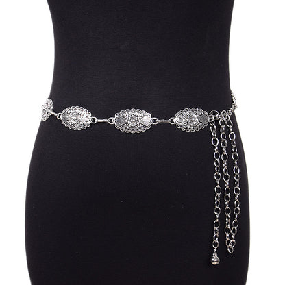 Elliptical buckle metal chain waist chain