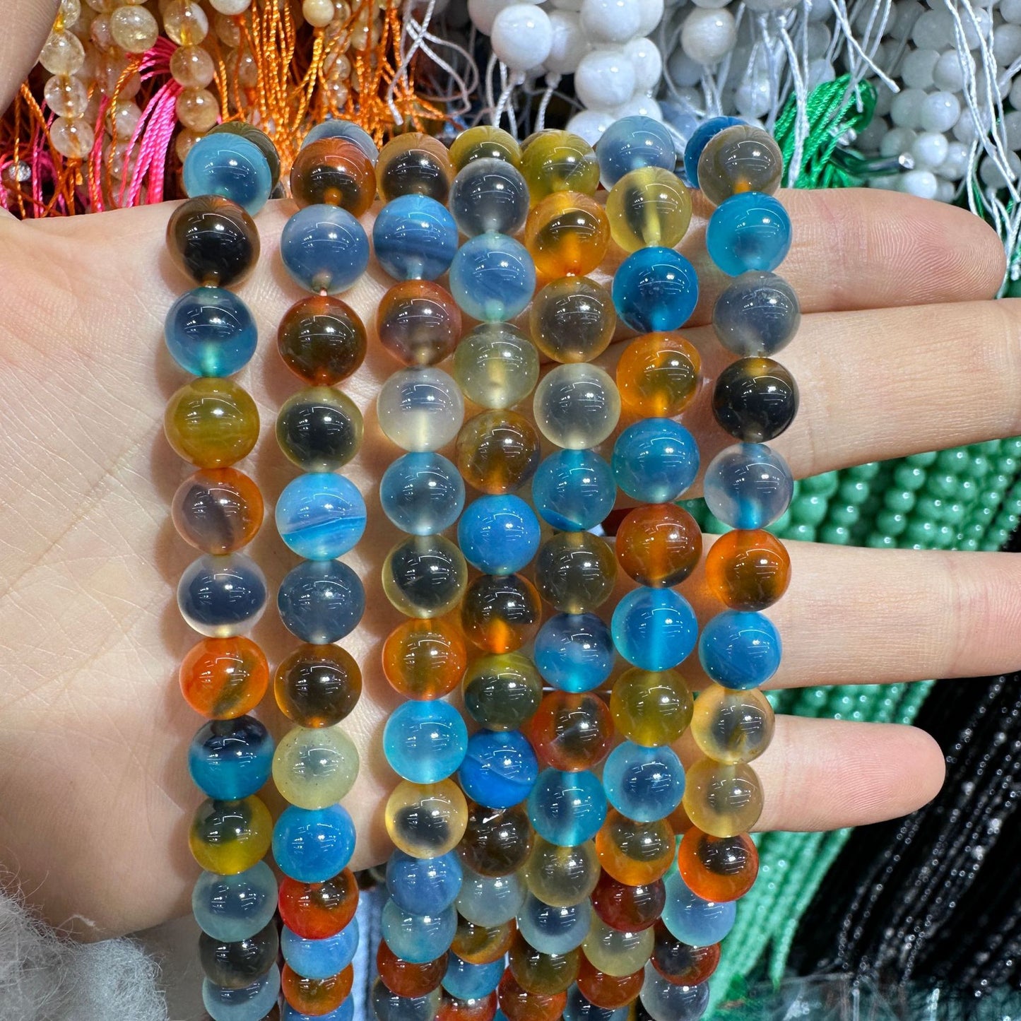 8MM round beads sugar heart agate colored agate beads