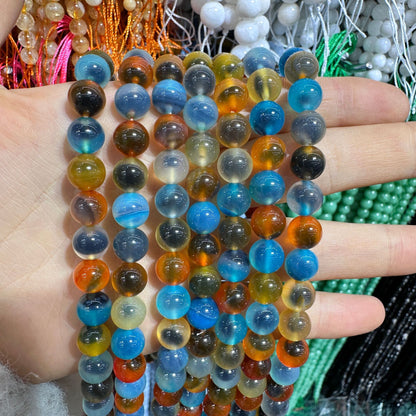 8MM round beads sugar heart agate colored agate beads