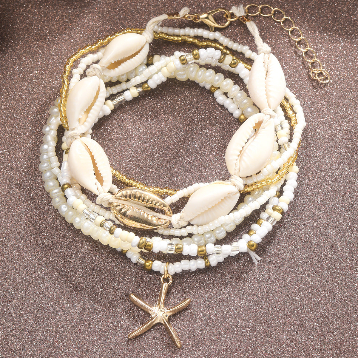 Bohemian Shell & Starfish Layered Anklet