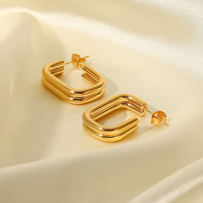 Double-layer thick U-shaped open earrings