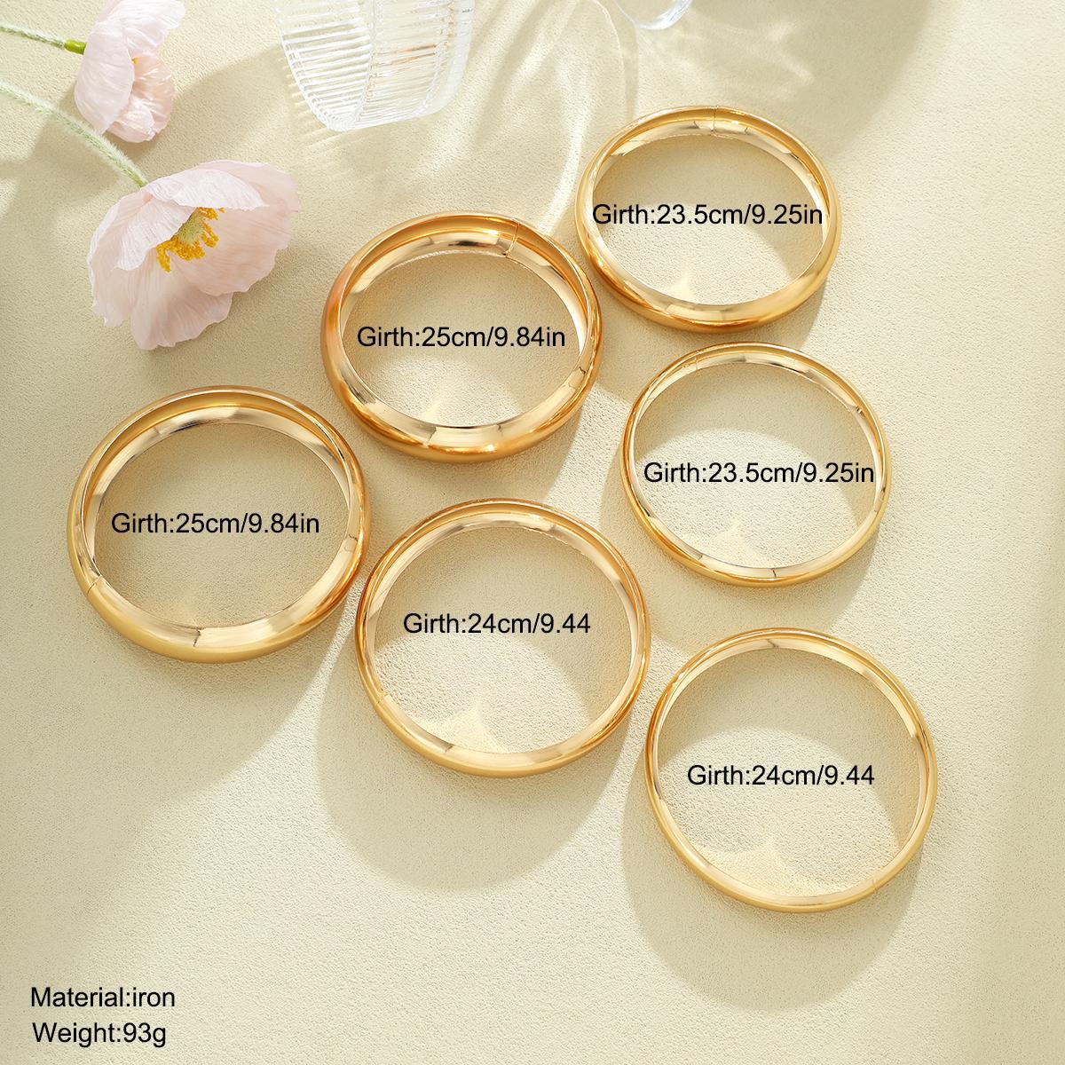 Gold Wide-Face Bangle Bracelet Set