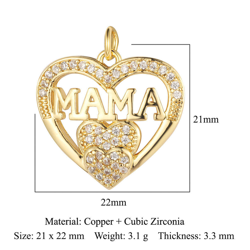 Heartbeat Eyes Mom Copper Zircon Pendant